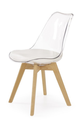 Jídelní židle SOFT – masiv / transparentní plast / ekokůže